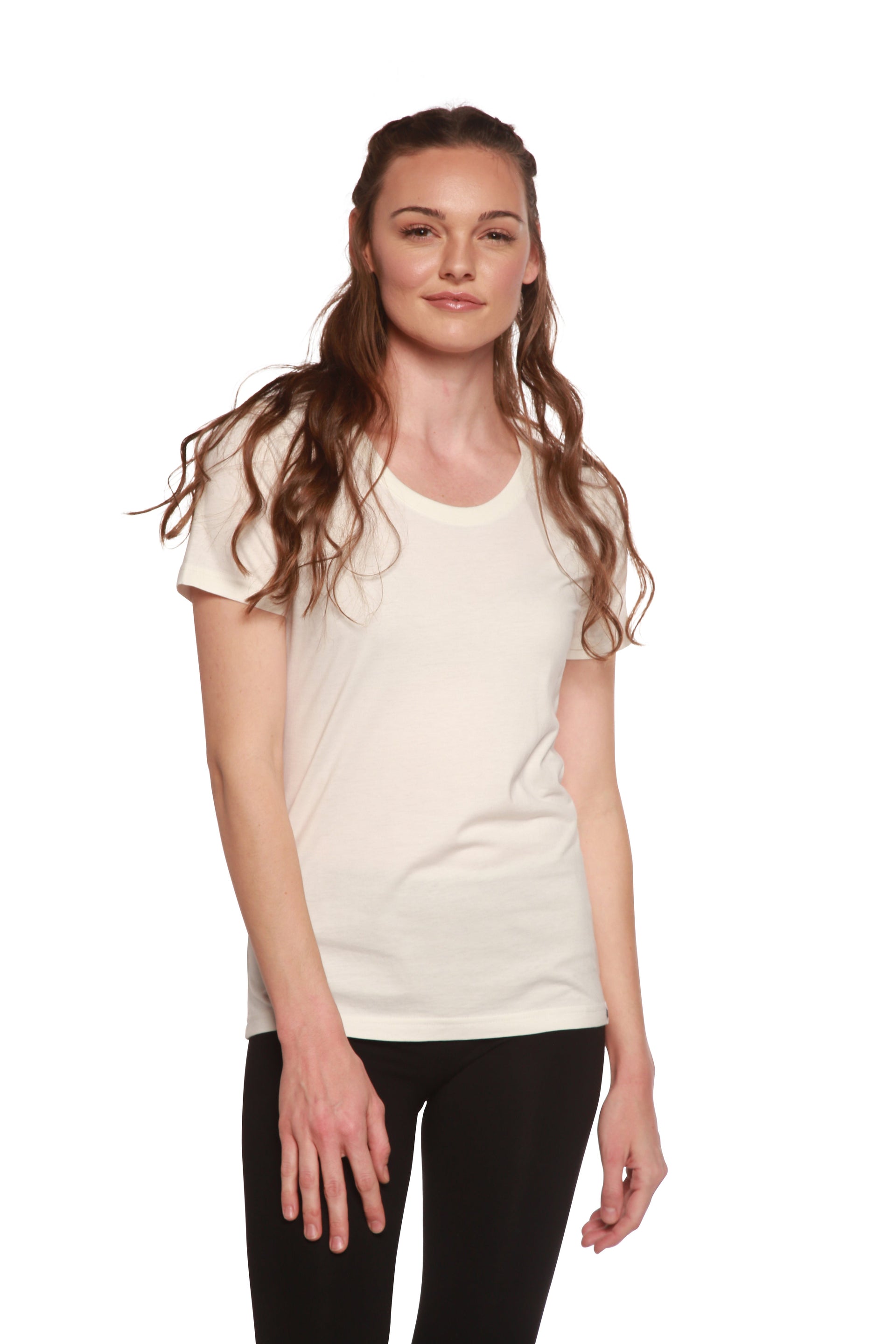 Women's Bamboo Cotton Scoop Neck T-Shirt Short Sleeve