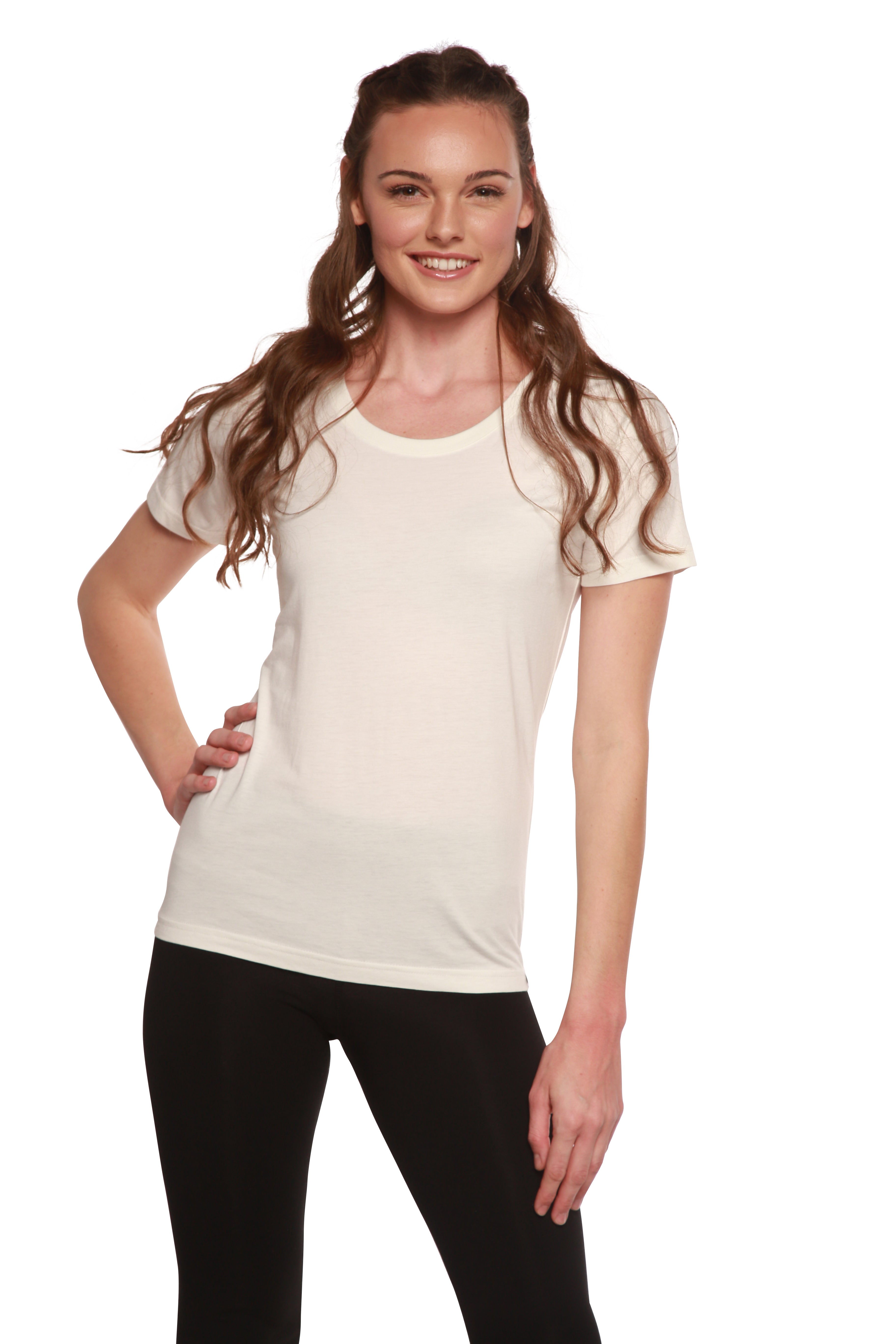 Women's Bamboo Cotton Scoop Neck T-Shirt Short Sleeve