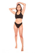 Women's Bamboo Cotton Thong Underwear - Black & White