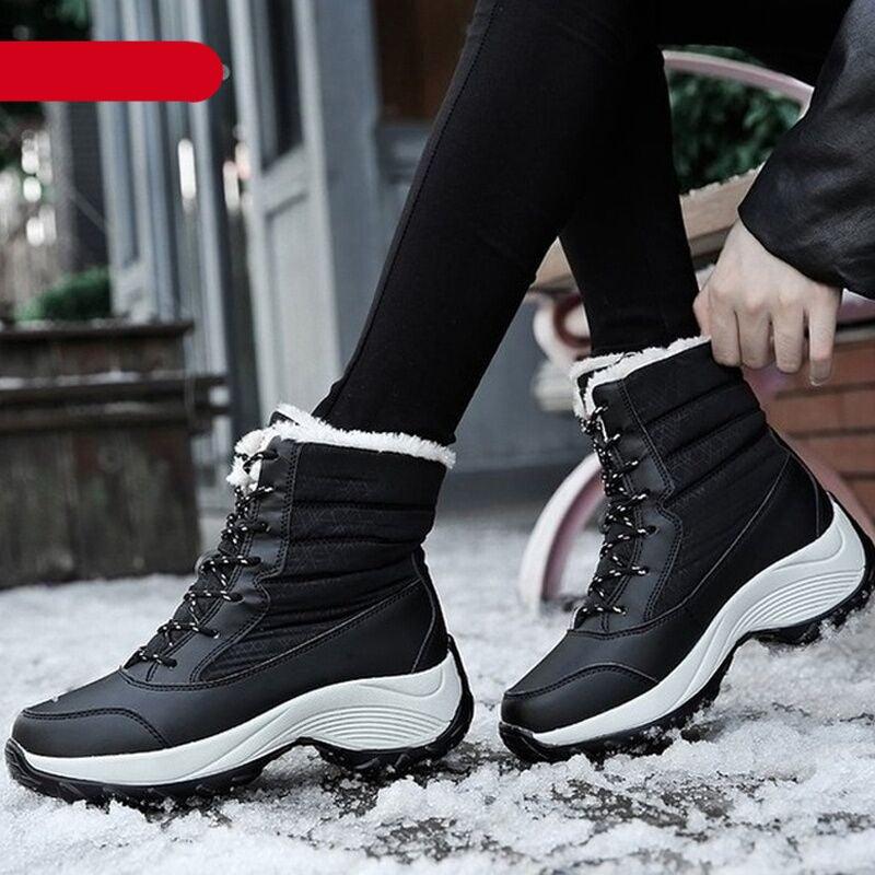 Women’s Waterproof Leather Winter Hiking Boots – Fur Lined Warm