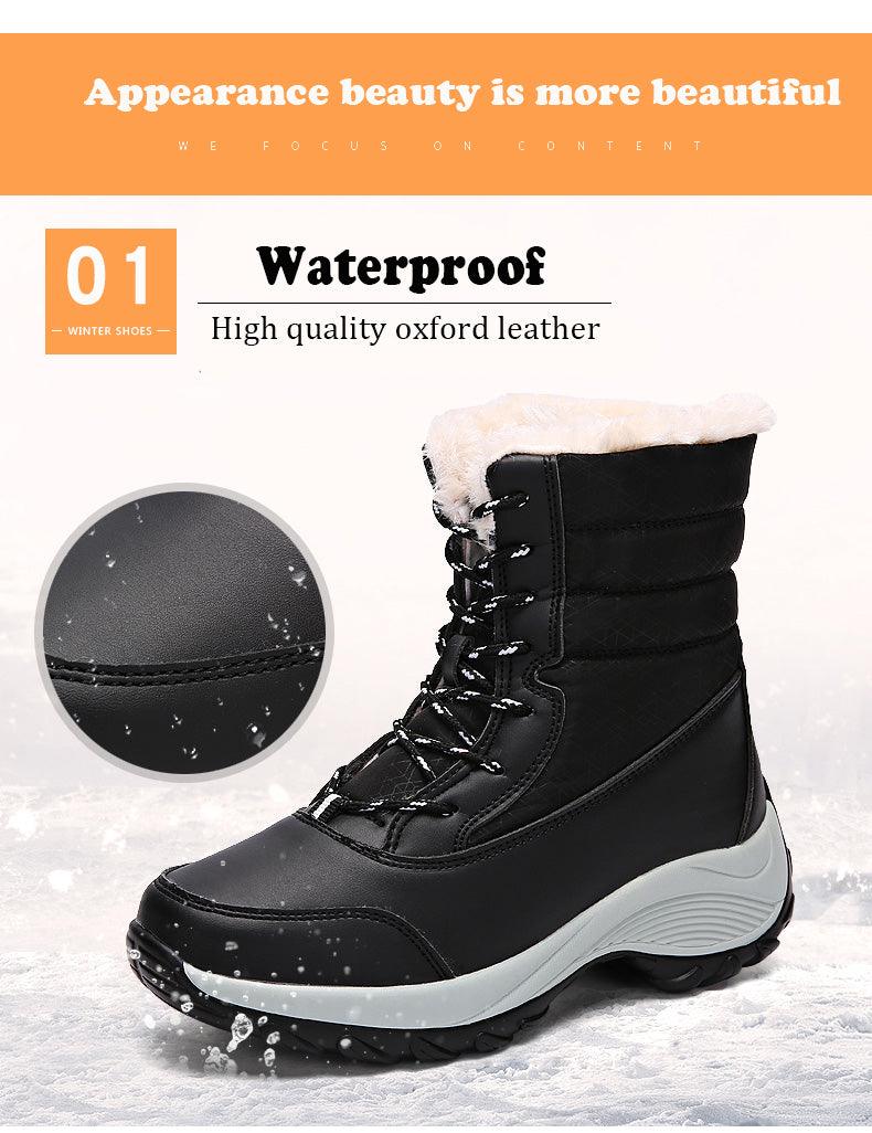 Women’s Waterproof Leather Winter Hiking Boots – Fur Lined Warm