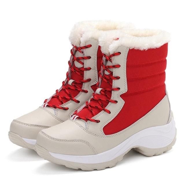 Women’s Waterproof Leather Winter Hiking Boots – Fur Lined Warm