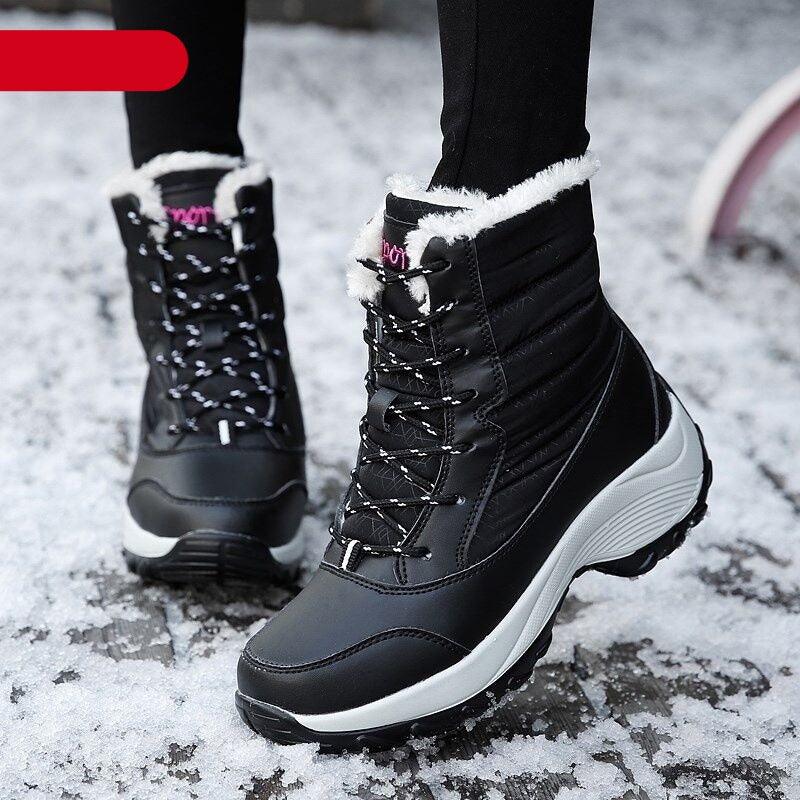 Women’s Waterproof Leather Winter Hiking Boots – Fur Lined Warm