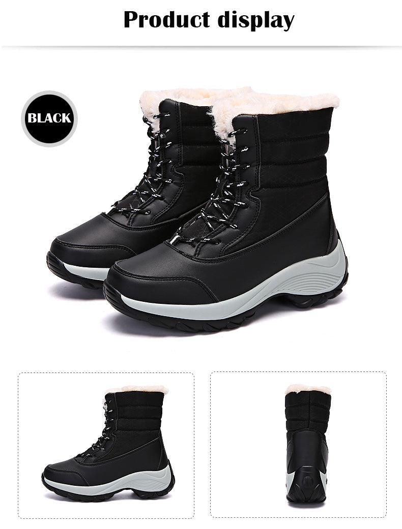Women’s Waterproof Leather Winter Hiking Boots – Fur Lined Warm