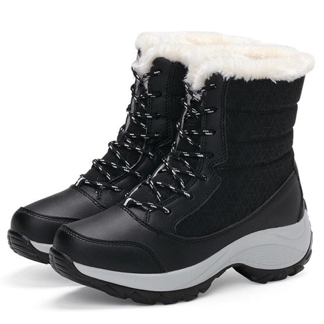 Women’s Waterproof Leather Winter Hiking Boots – Fur Lined Warm