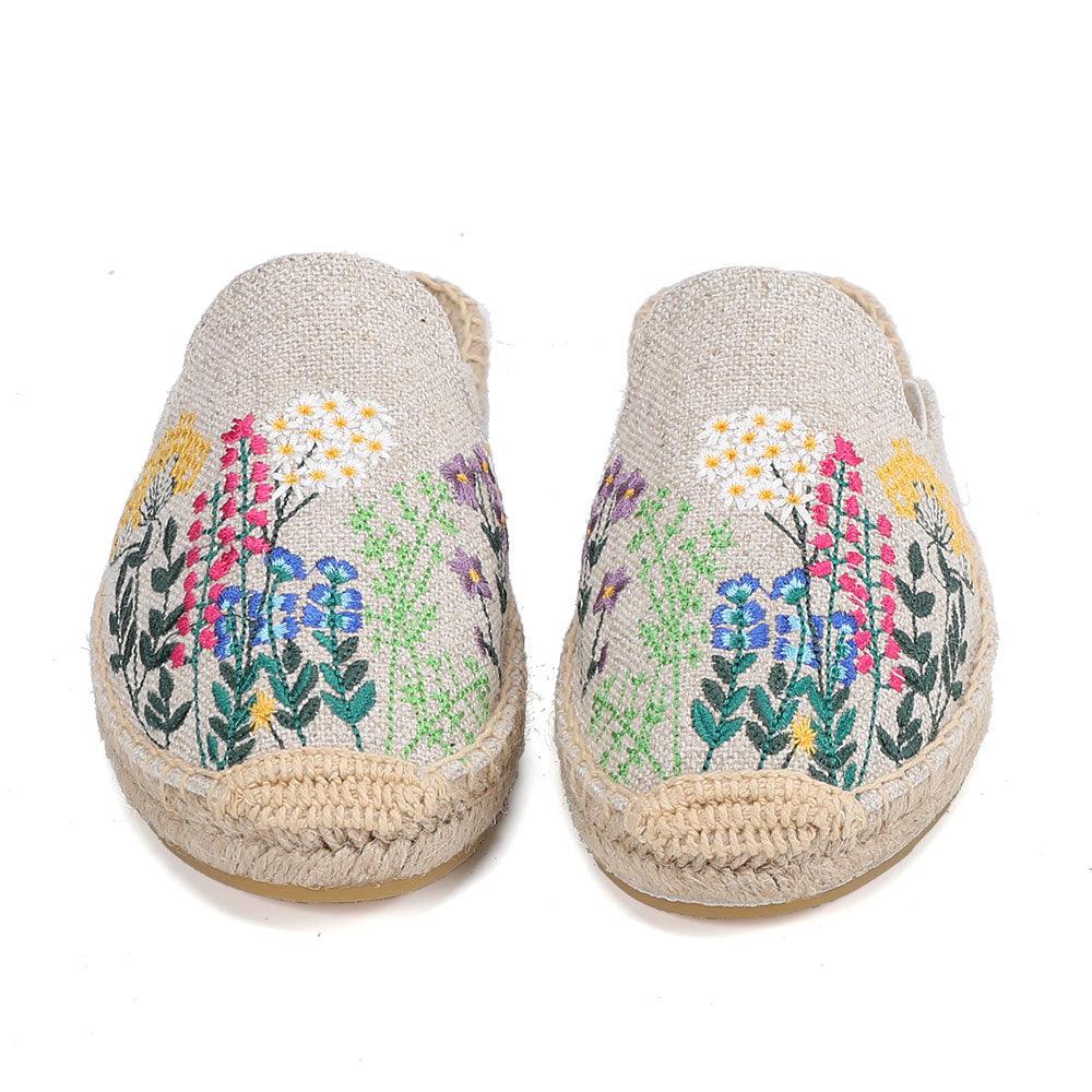 Women's Hemp Orthopedic Floral Slides Comfy Indoor Outdoor Slippers