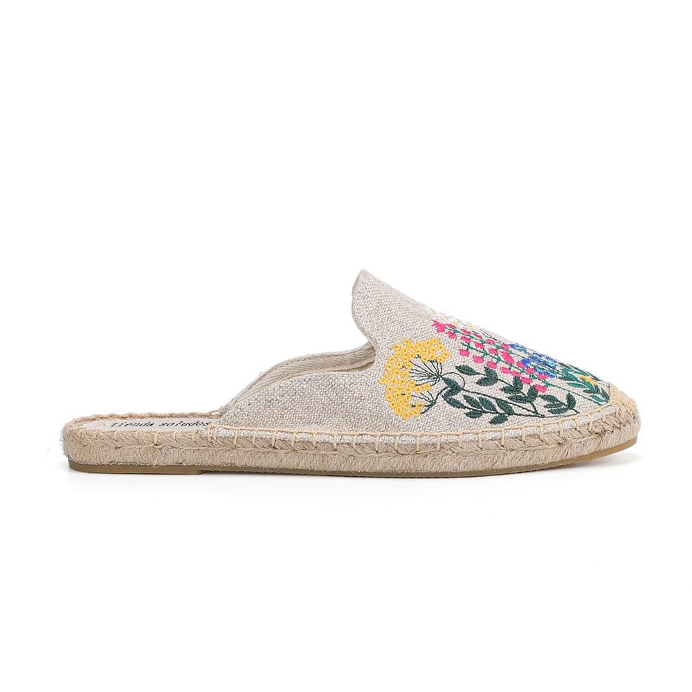 Women's Hemp Orthopedic Floral Slides Comfy Indoor Outdoor Slippers