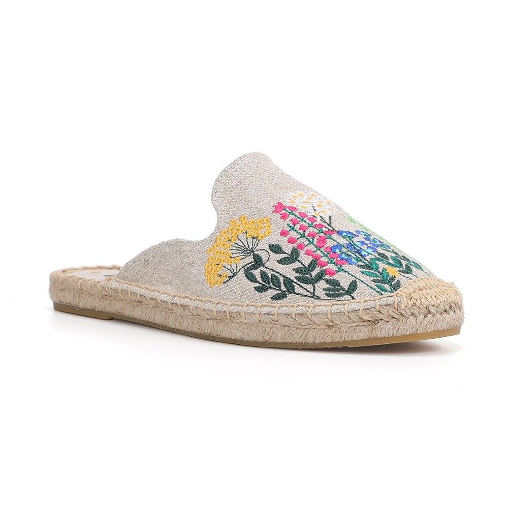 Women's Hemp Orthopedic Floral Slides Comfy Indoor Outdoor Slippers