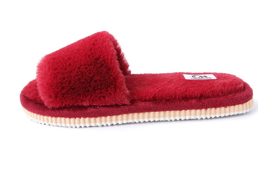 Women’s Plush Faux Fur Slippers with Memory Foam & Soft EVA Sole