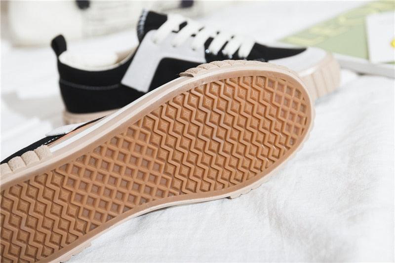 Womens Striped Canvas Slip-On Vulcanized Casual Flats Sneakers