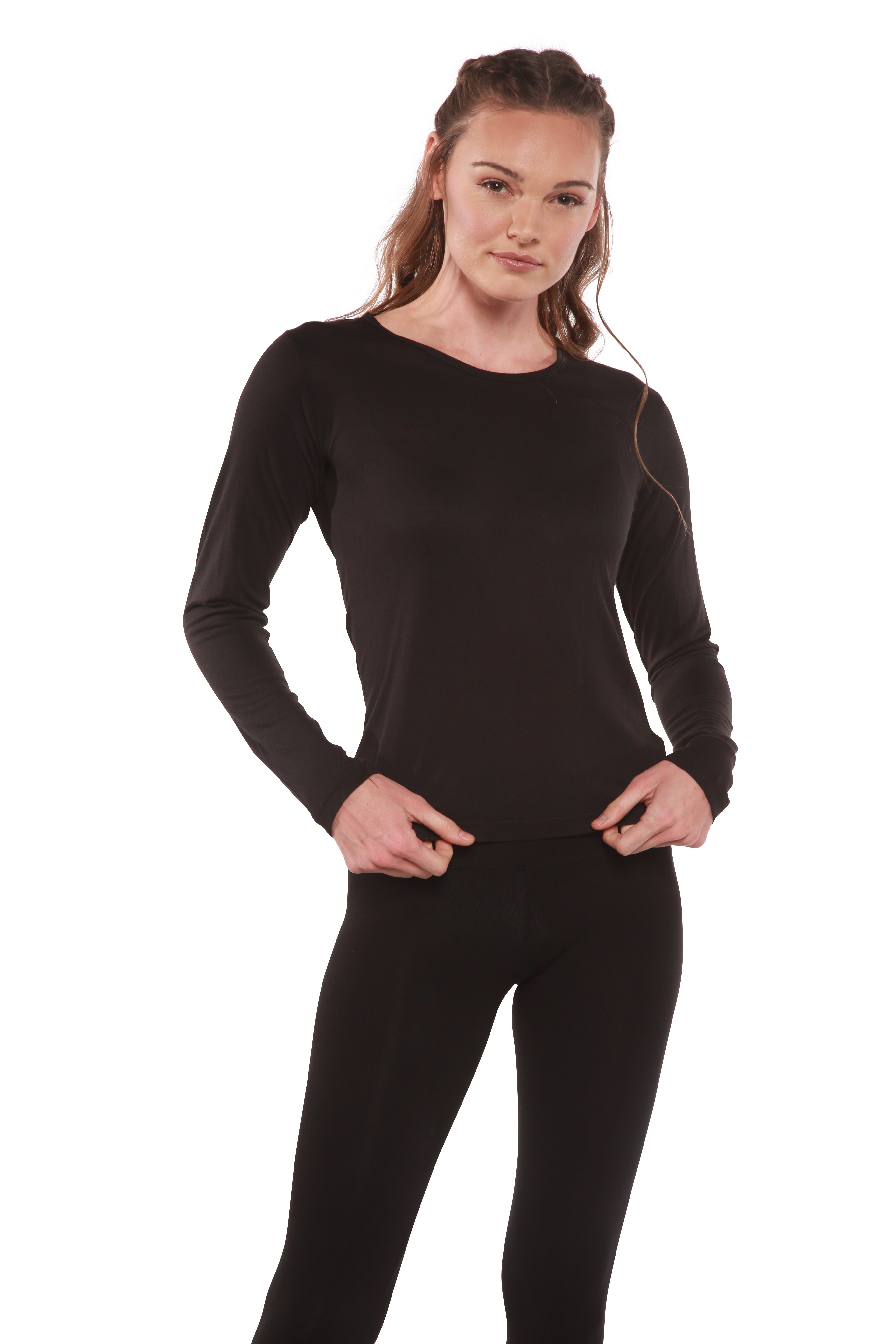 Clearance Women's Scoop Neck 100% Bamboo Viscose Long Sleeve Shirt