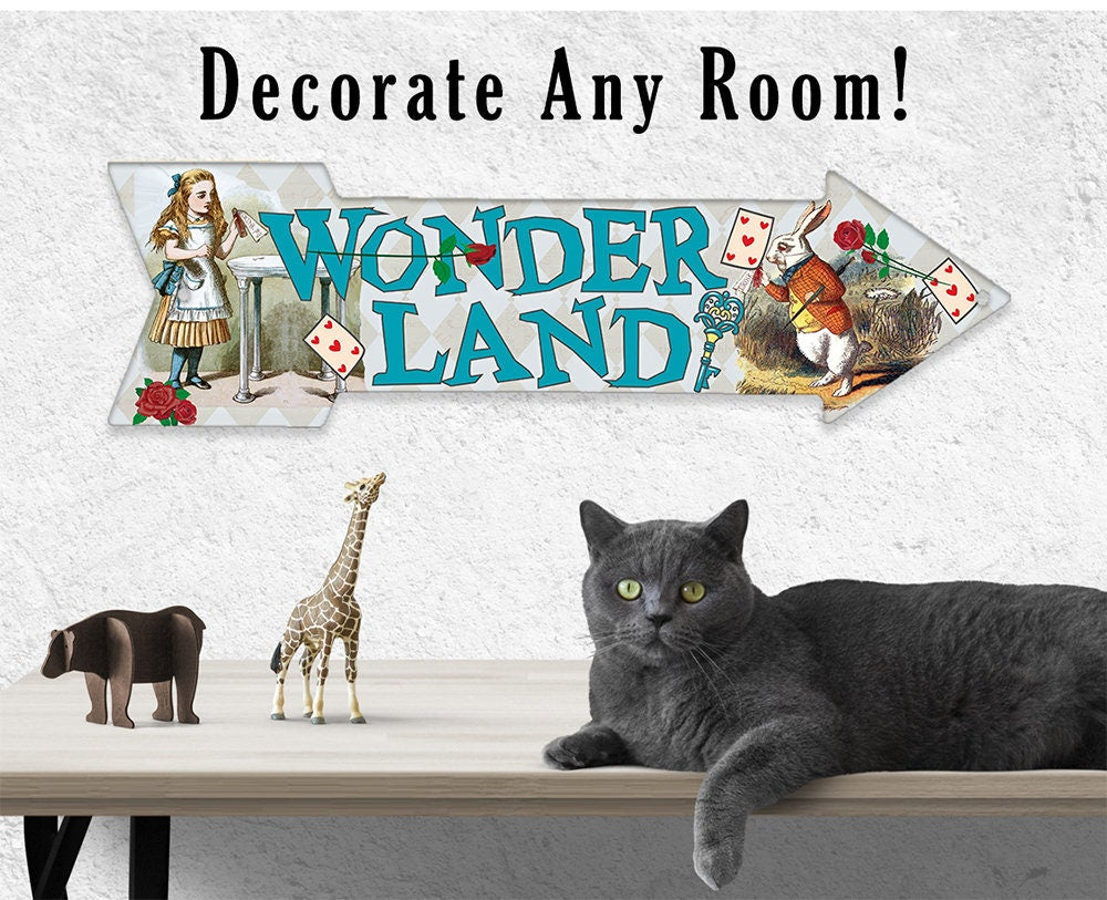 Wonderland Alice in Wonderland Arrow Metal Wall Sign Decor