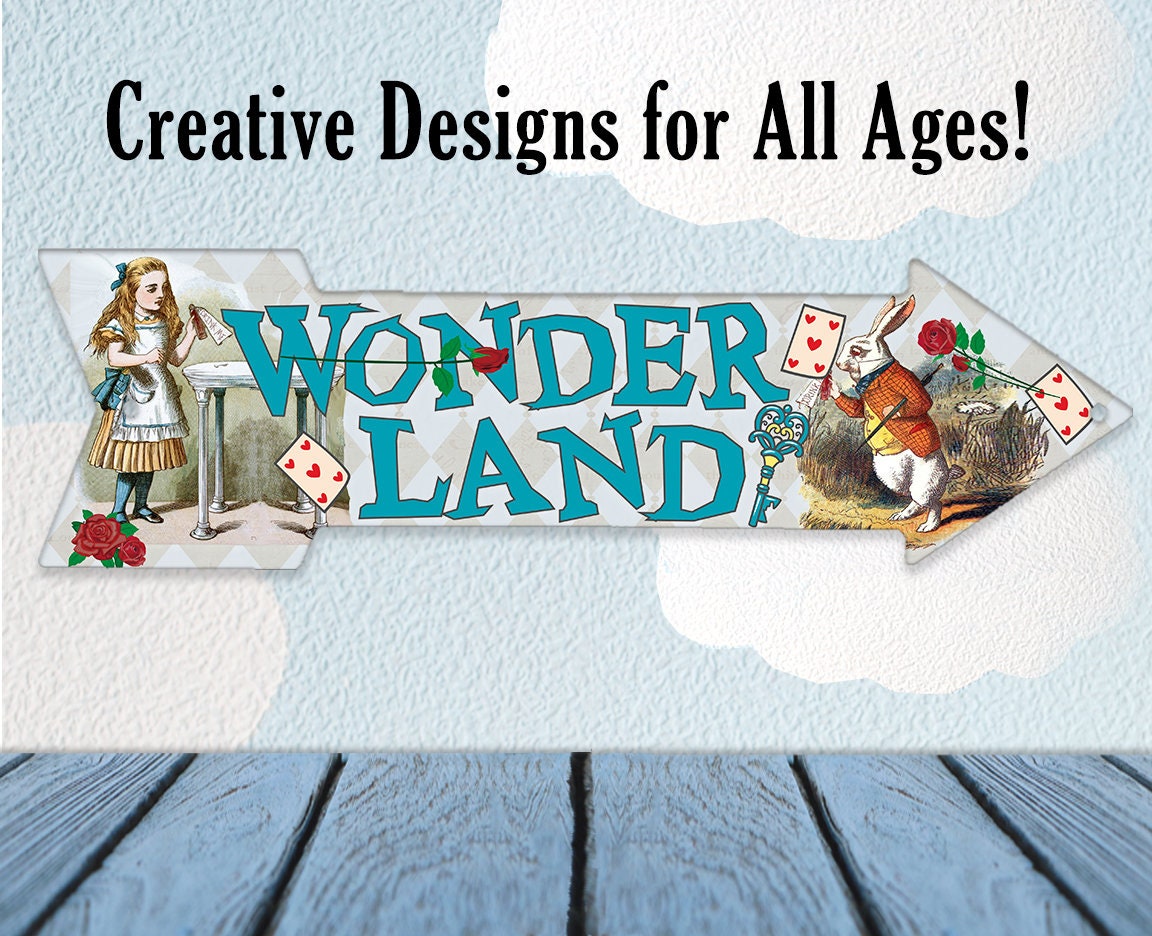 Wonderland Alice in Wonderland Arrow Metal Wall Sign Decor