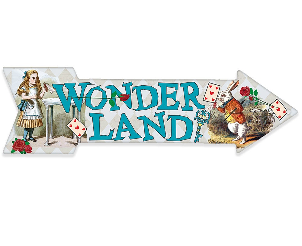 Wonderland Alice in Wonderland Arrow Metal Wall Sign Decor