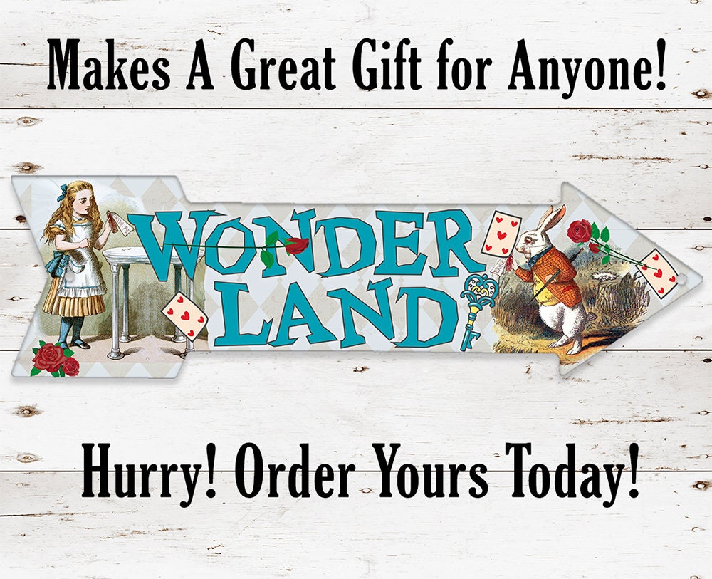 Wonderland Alice in Wonderland Arrow Metal Wall Sign Decor