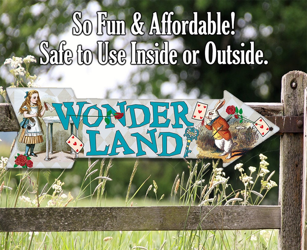 Wonderland Alice in Wonderland Arrow Metal Wall Sign Decor