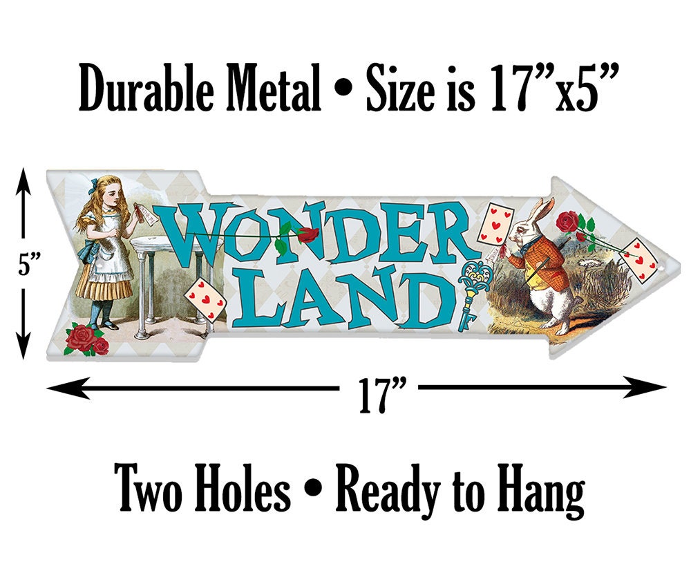 Wonderland Alice in Wonderland Arrow Metal Wall Sign Decor