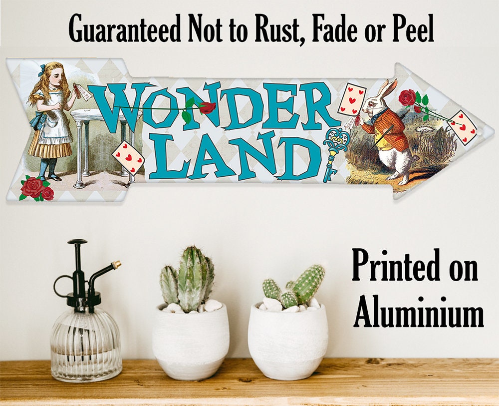 Wonderland Alice in Wonderland Arrow Metal Wall Sign Decor