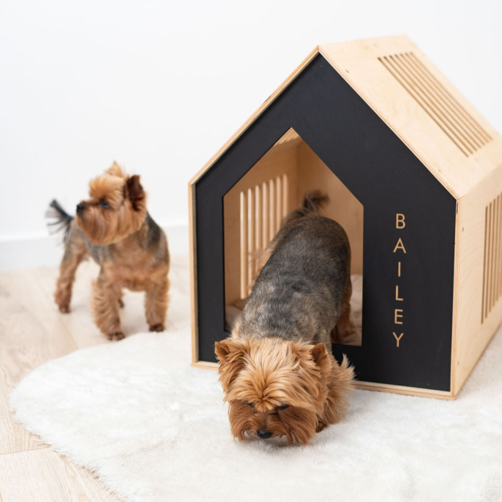 Durable Booth-Style Wooden Dog House in Classic Black