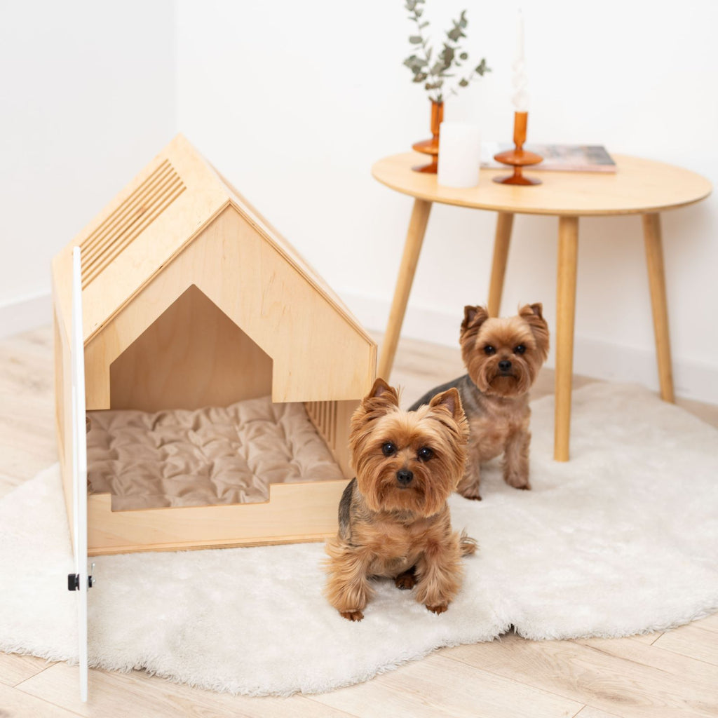 Elegant Booth-Style Wooden Dog House in White for Modern Homes