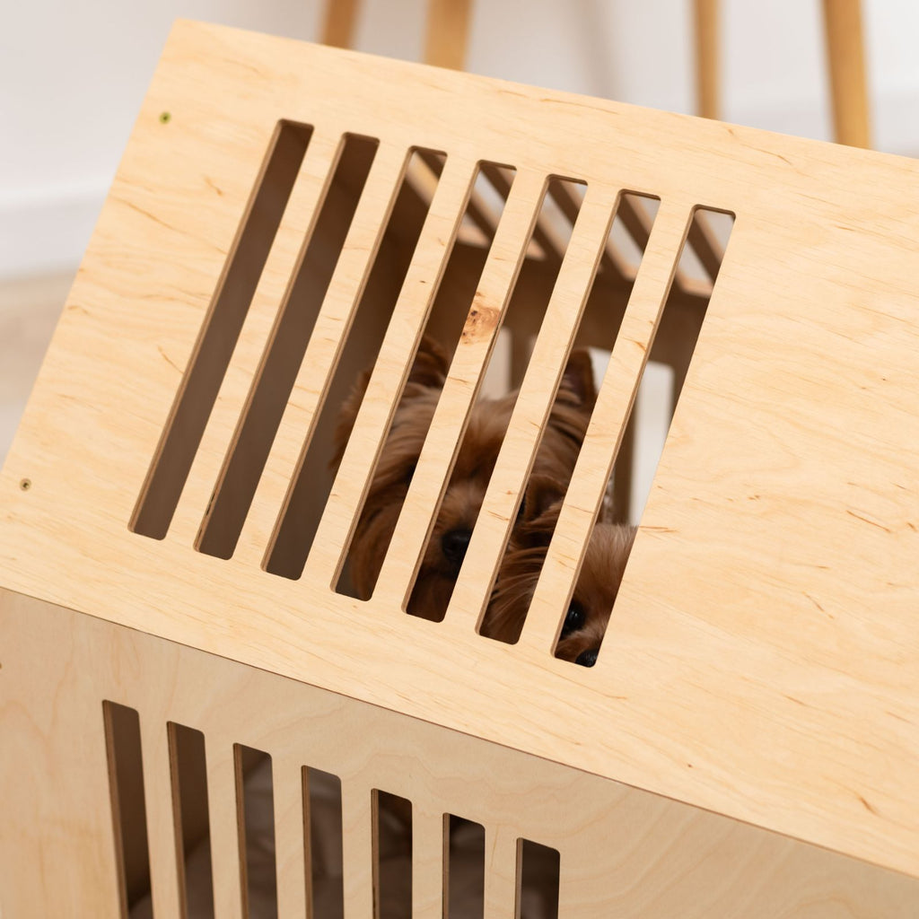 Elegant Booth-Style Wooden Dog House in White for Modern Homes