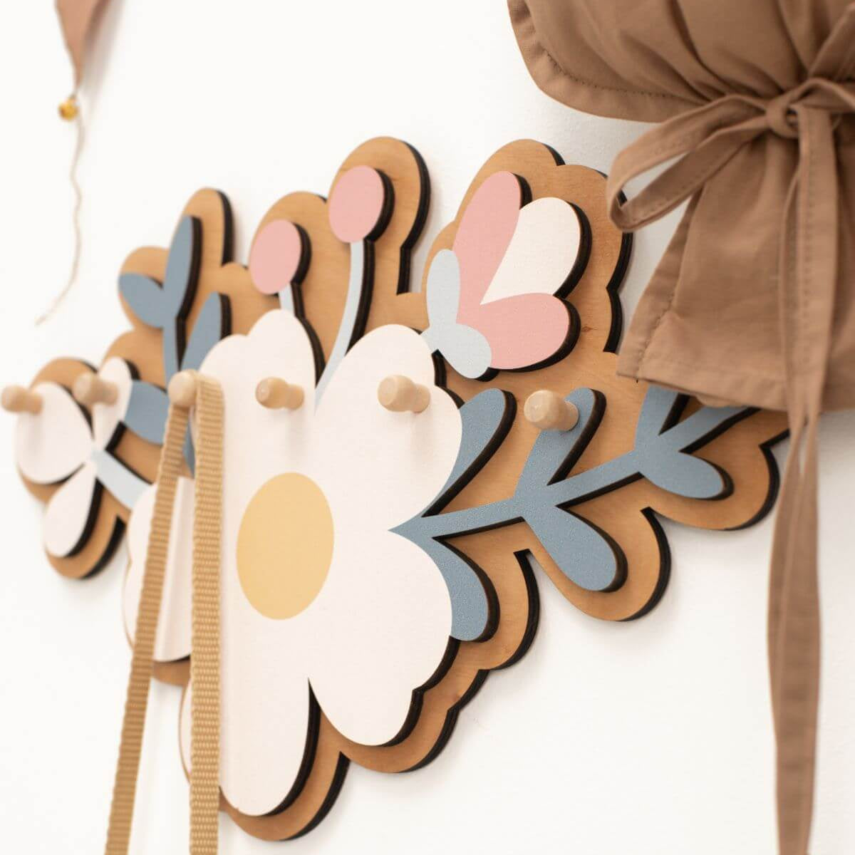 Decorative Flower Wall Hooks for Nursery and Kids Room Decor
