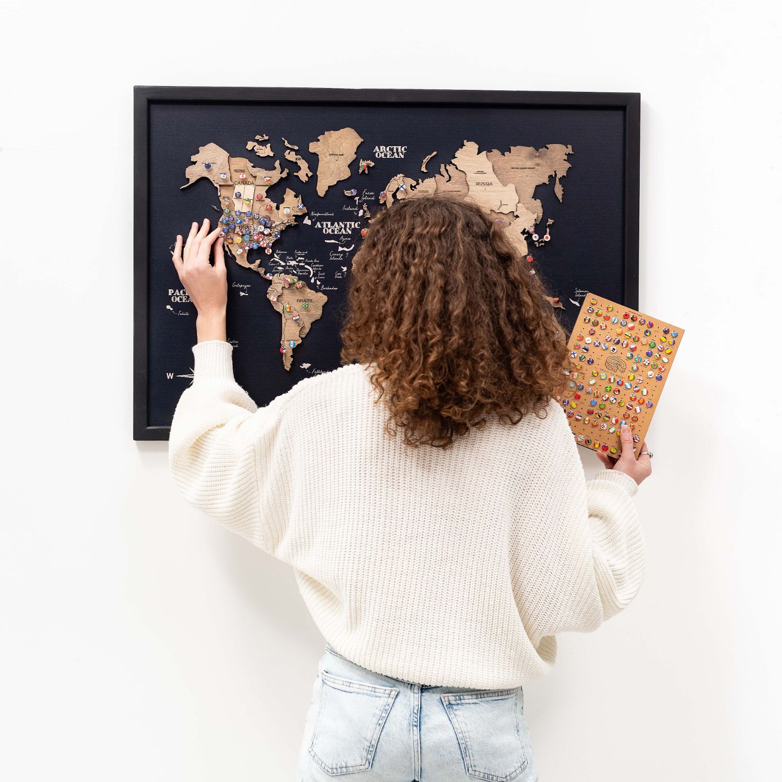 3D Wooden Panel World Map Terra Modern Nature-Inspired Art