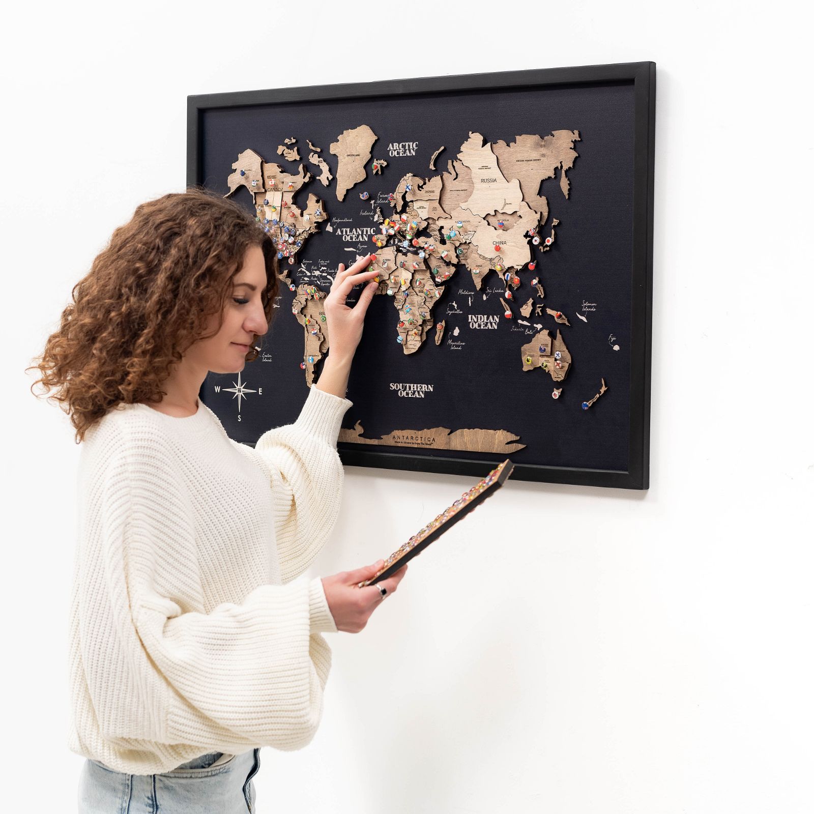 3D Wooden Panel World Map Terra Modern Nature-Inspired Art