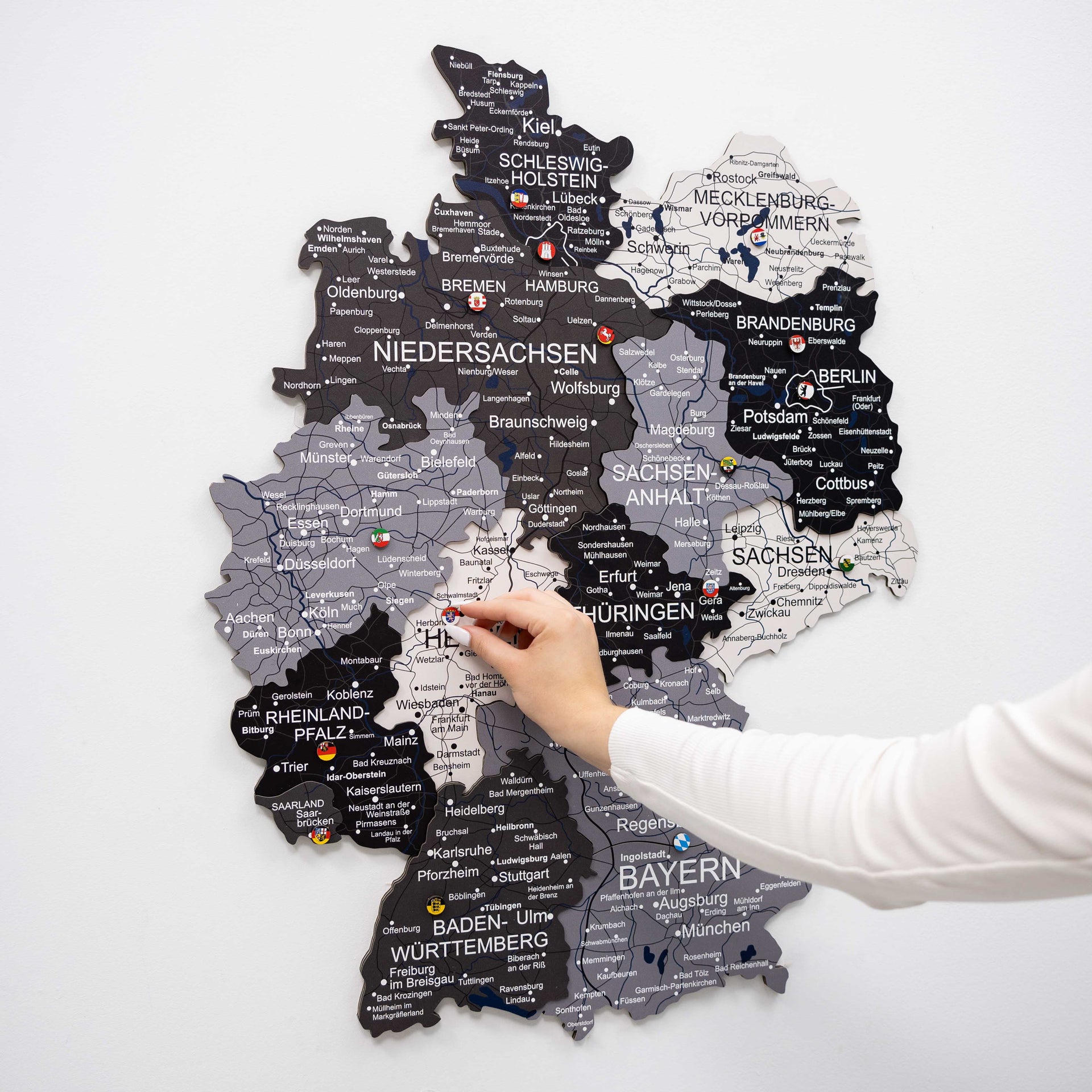 3D Germany Wooden Map Nordik Minimalist Modern Wall Art Decor