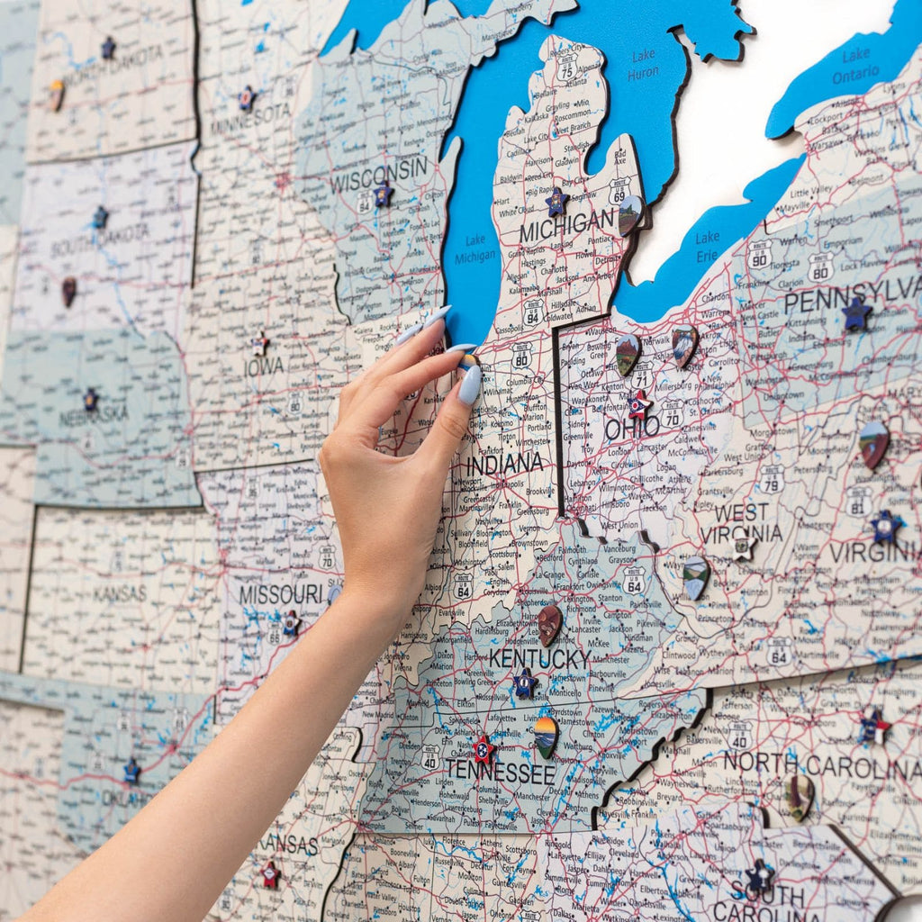 Wooden USA Map Wall Art - Minimalist Travel Decor