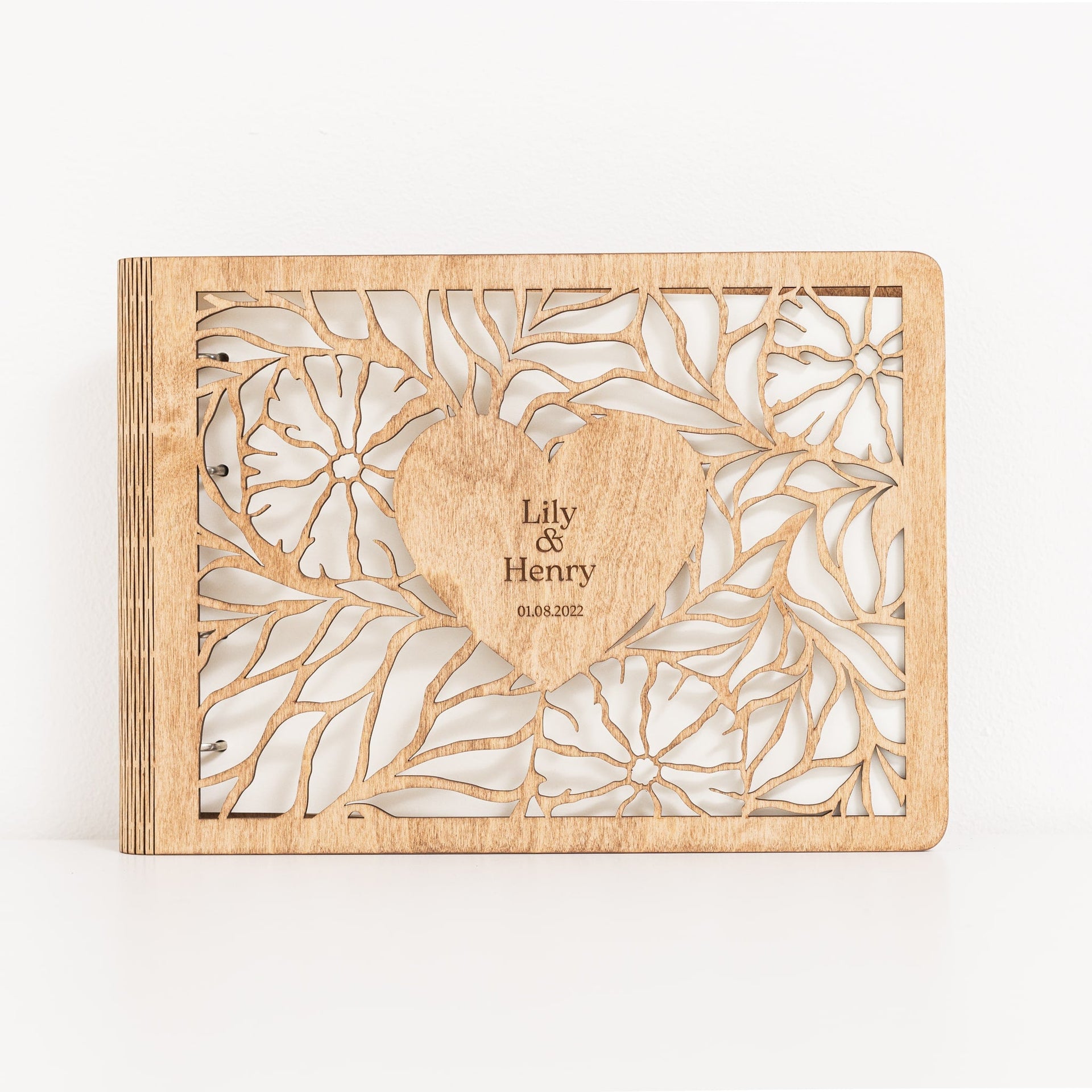 Bloomheart Wooden Photo Album: Rustic Romantic Keepsake Book