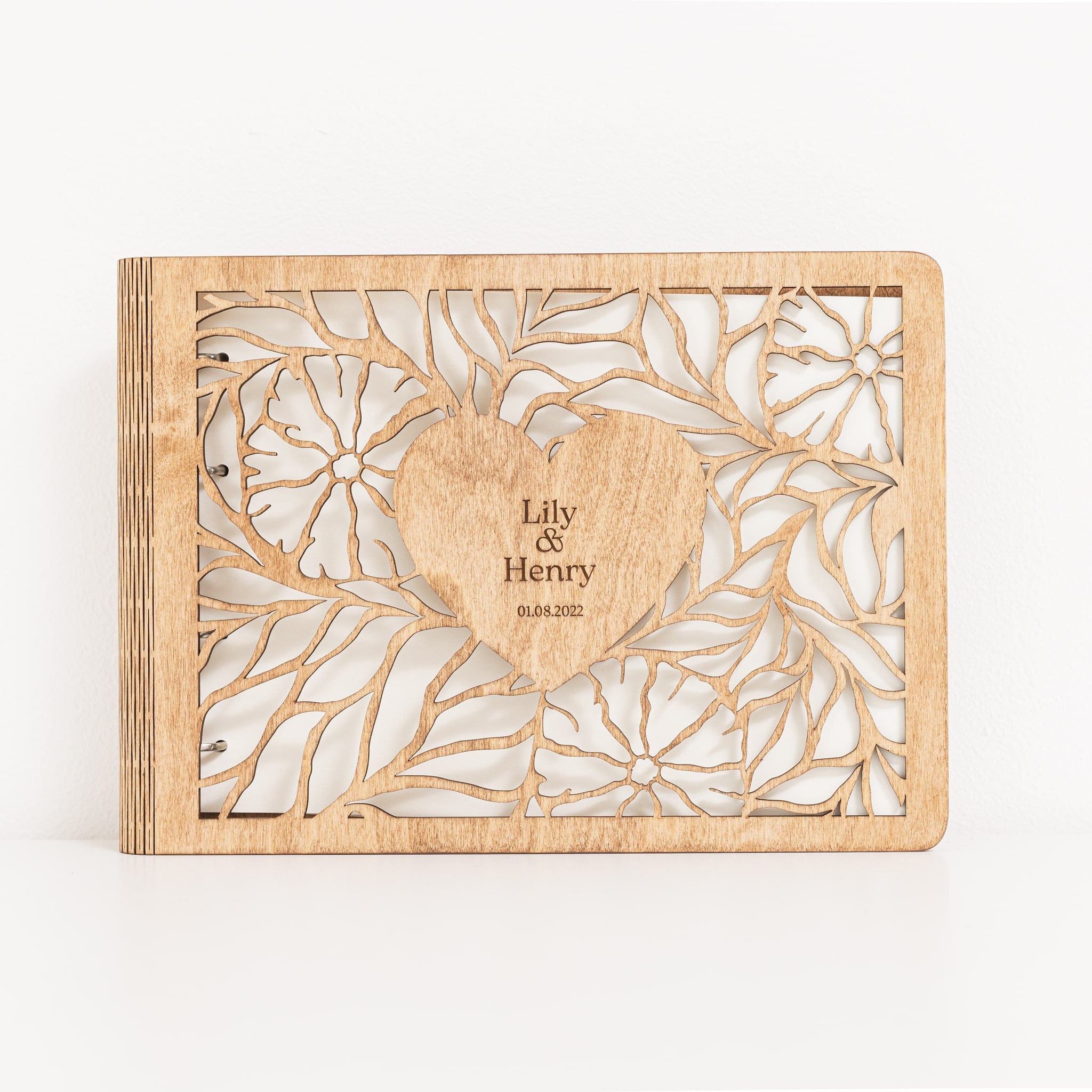 Bloomheart Wooden Photo Album: Rustic Romantic Keepsake Book