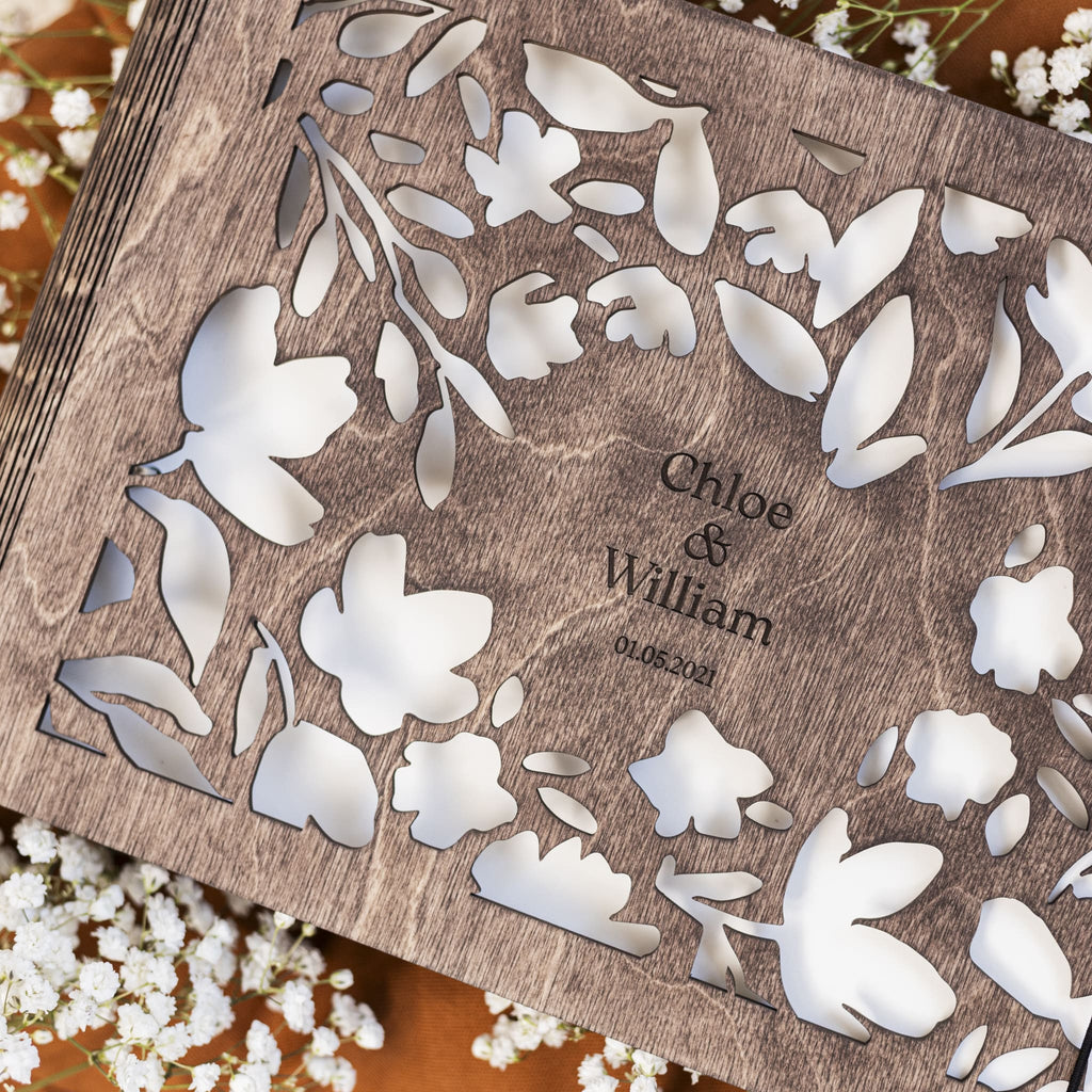 Floret Wooden Photo Album - Minimalist Bohemian Memory Book