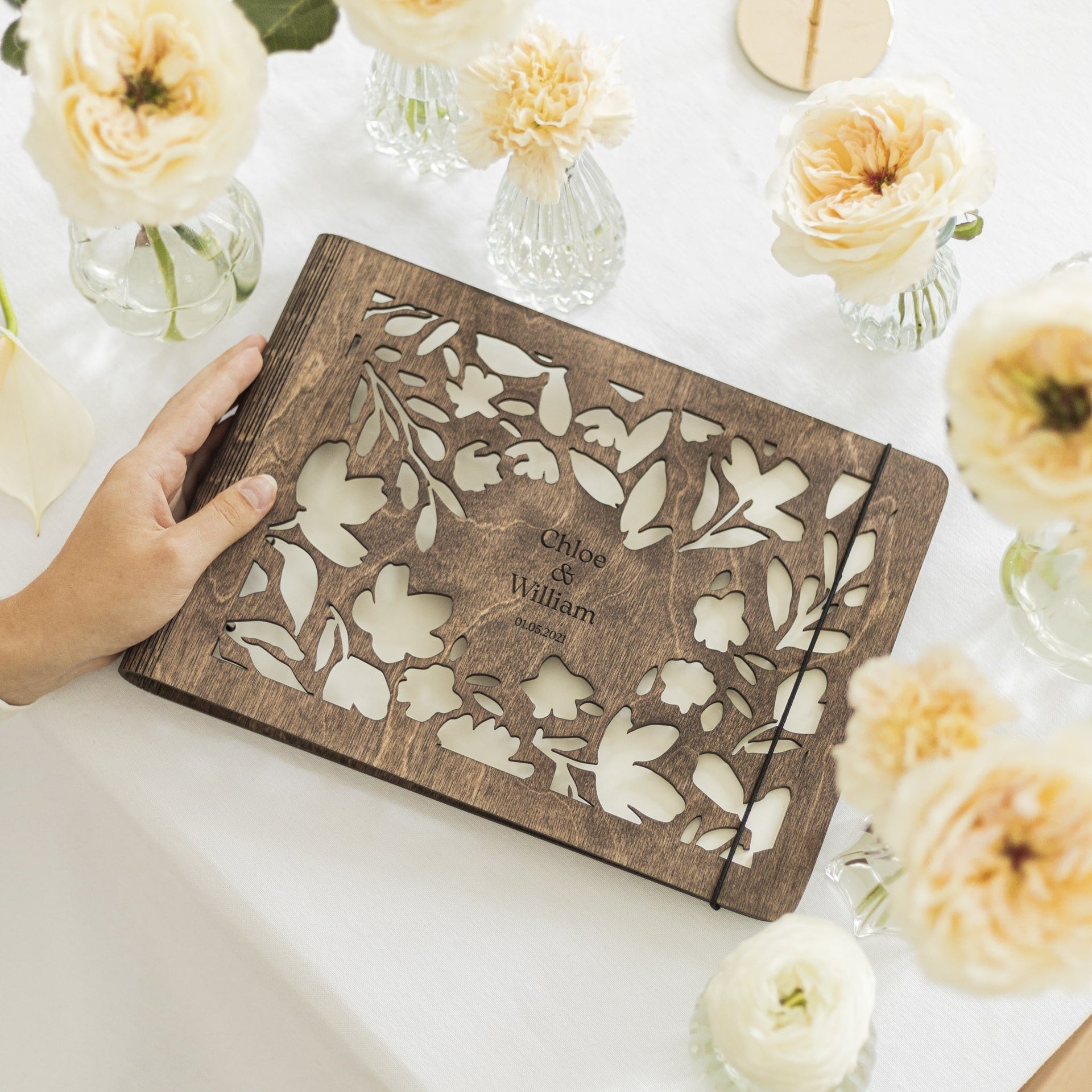 Floret Wooden Photo Album - Minimalist Bohemian Memory Book
