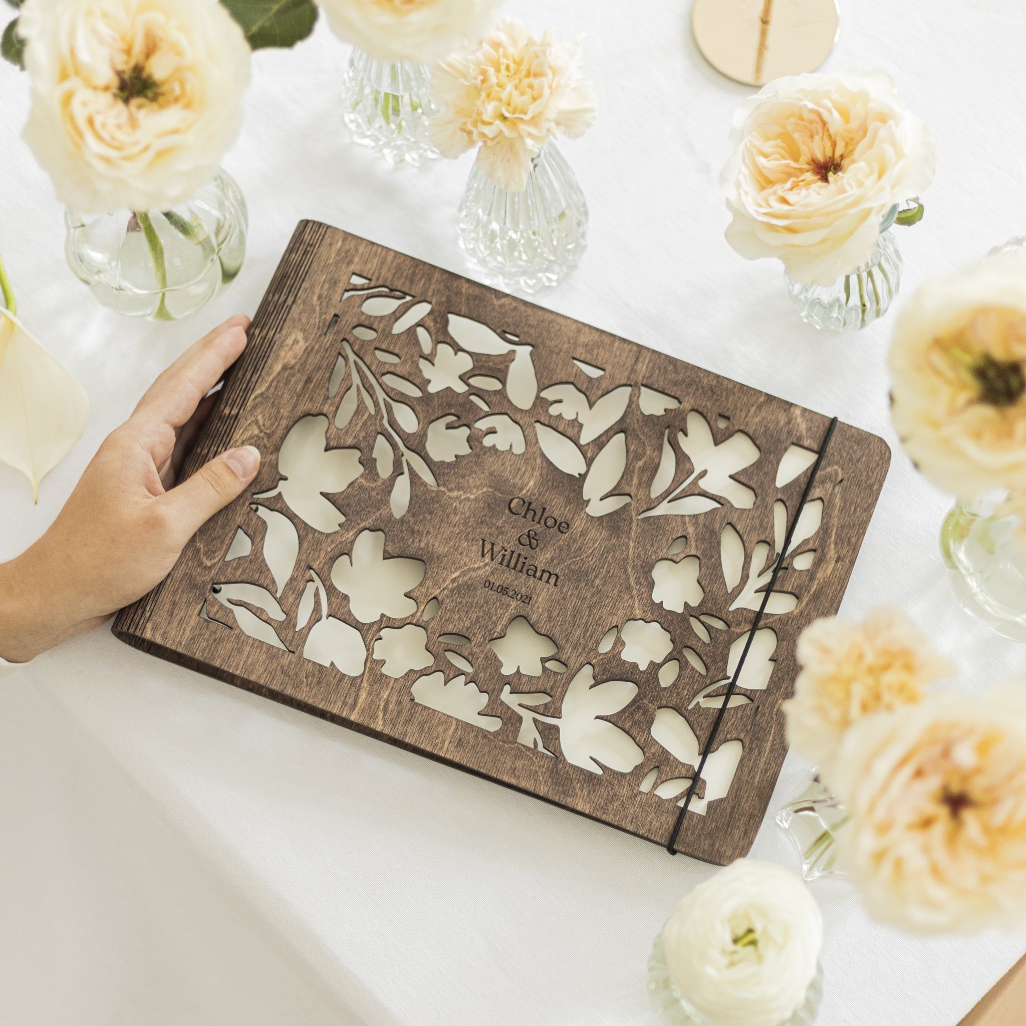 Floret Wooden Photo Album - Minimalist Bohemian Memory Book
