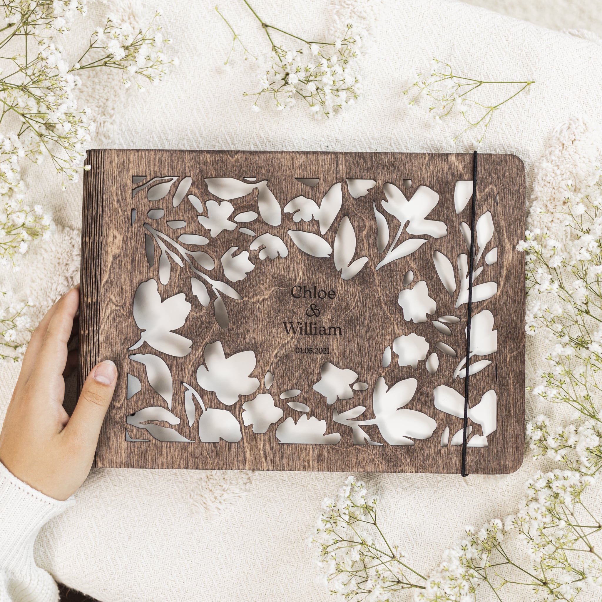 Floret Wooden Photo Album - Minimalist Bohemian Memory Book