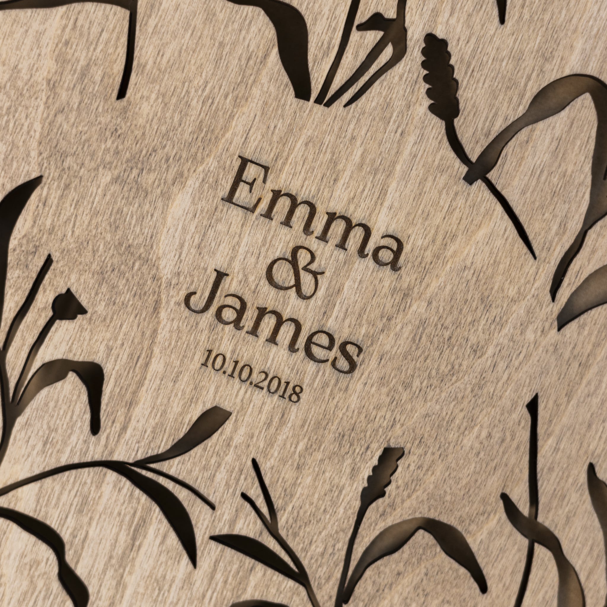 Meadow Wooden Photo Album with Engraved Grassland Design