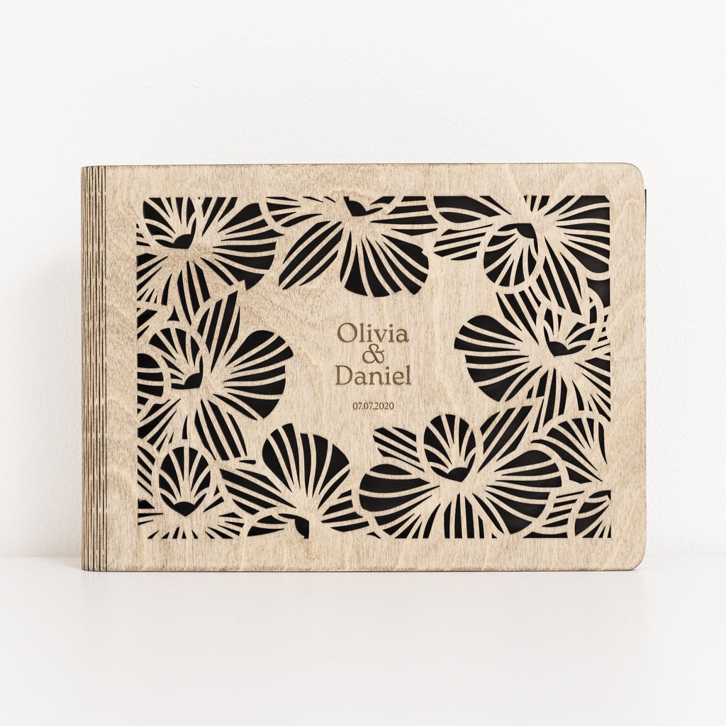 Orchid Wooden Photo Album - Minimalist Nature-Inspired Memory Book