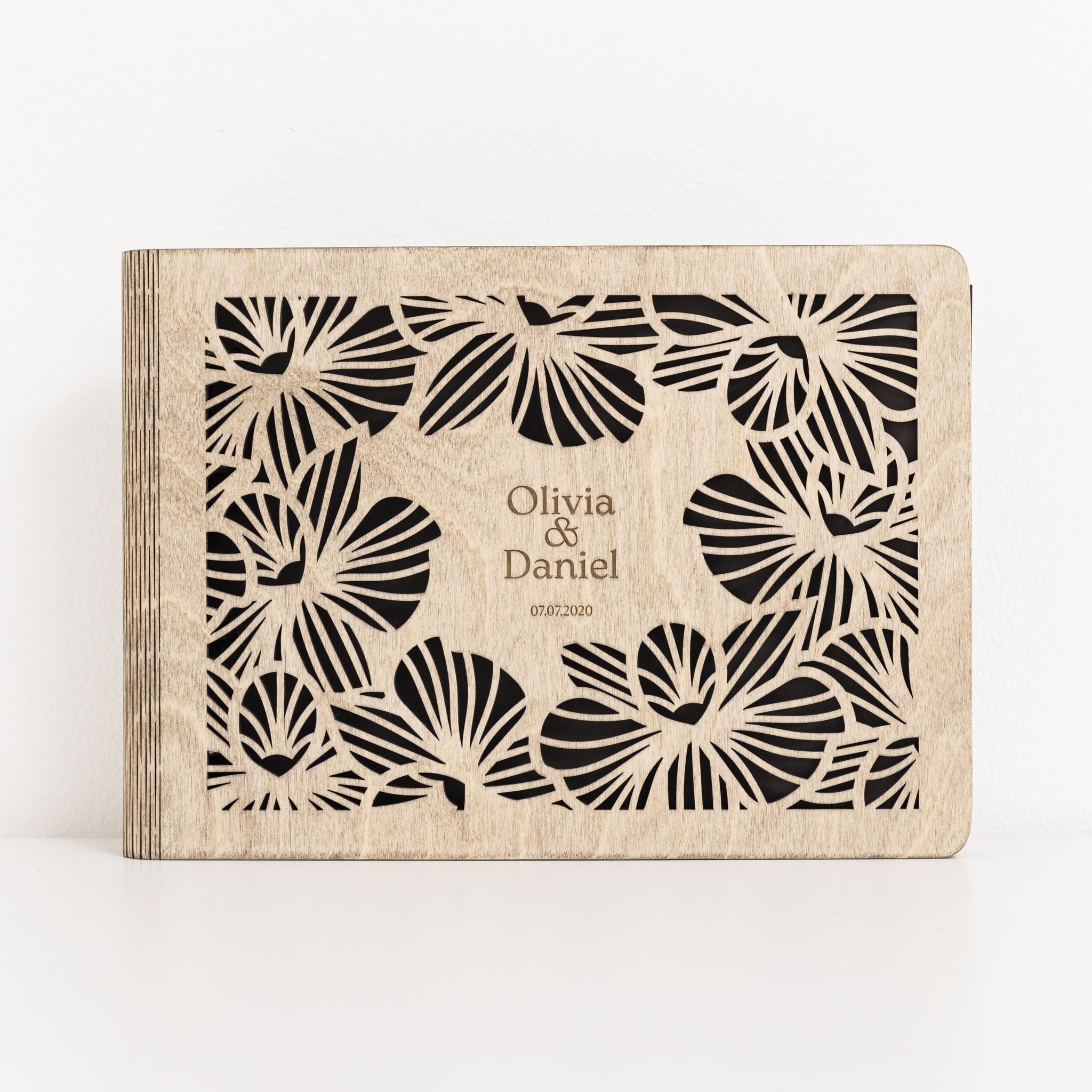 Orchid Wooden Photo Album - Minimalist Nature-Inspired Memory Book