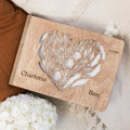 Unity Wooden Photo Album with interlocking line engraving on natural wood cover