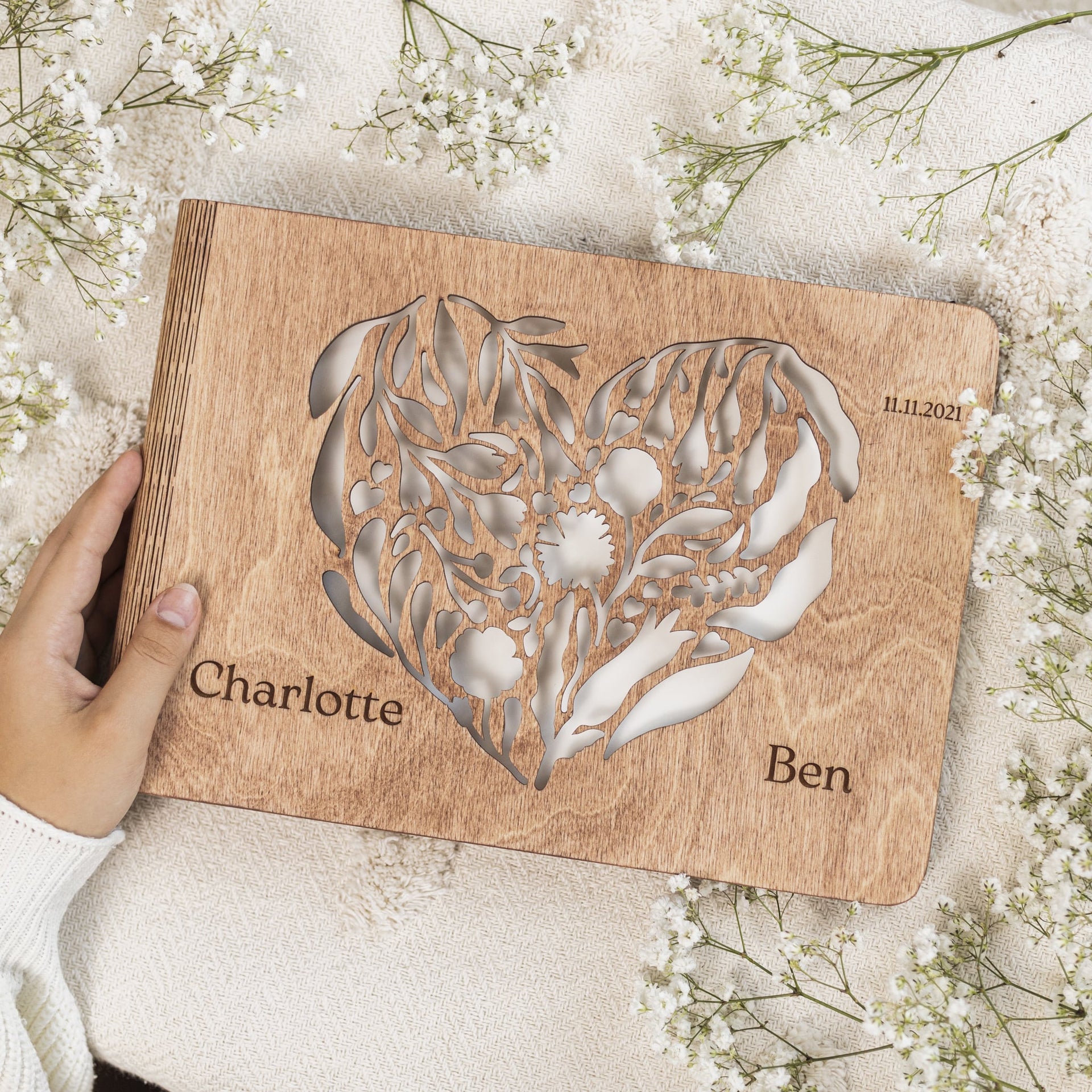 Unity Wooden Photo Album - Rustic Minimalist Keepsake Book