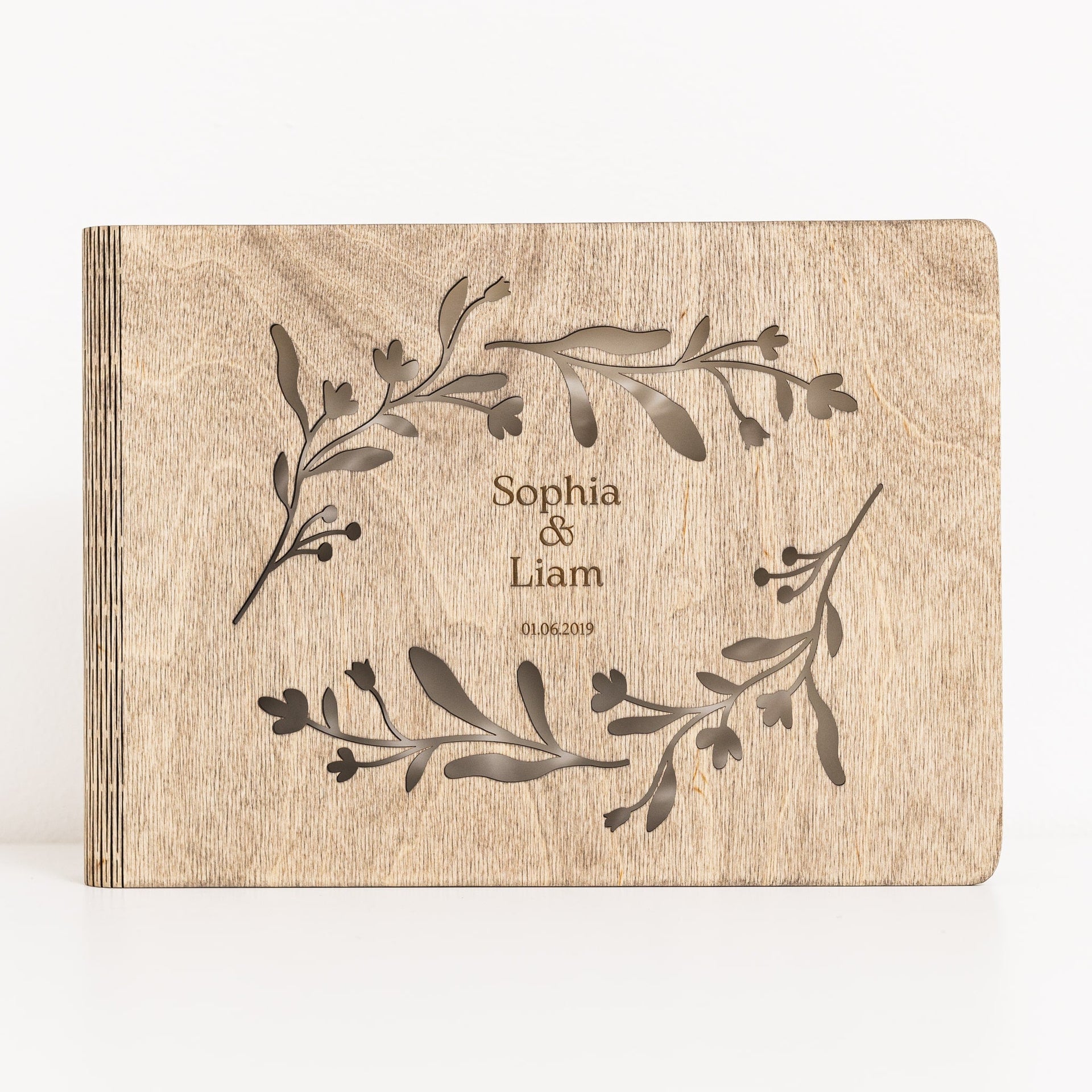 Vine Wooden Photo Album for Botanical Weddings & Keepsakes