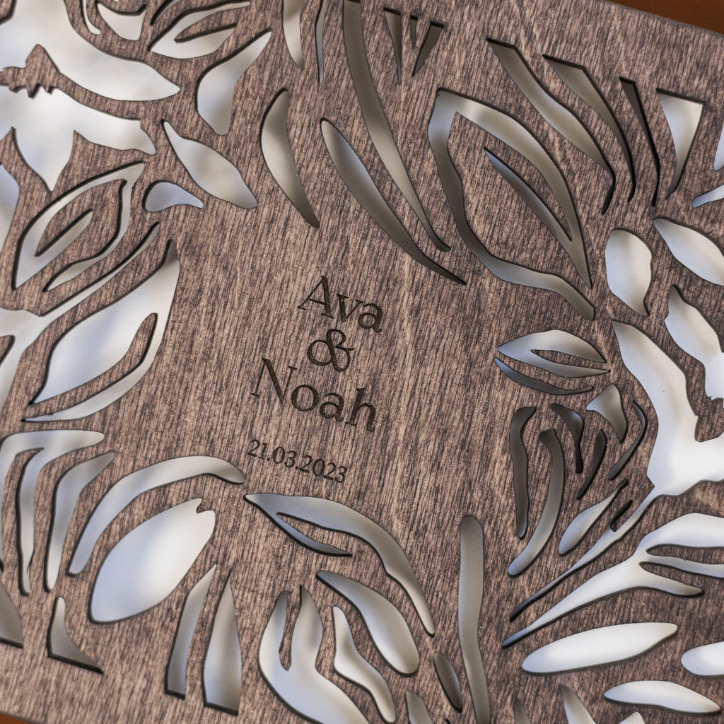 Wildflower Wooden Photo Album – Rustic Bohemian Keepsake Book