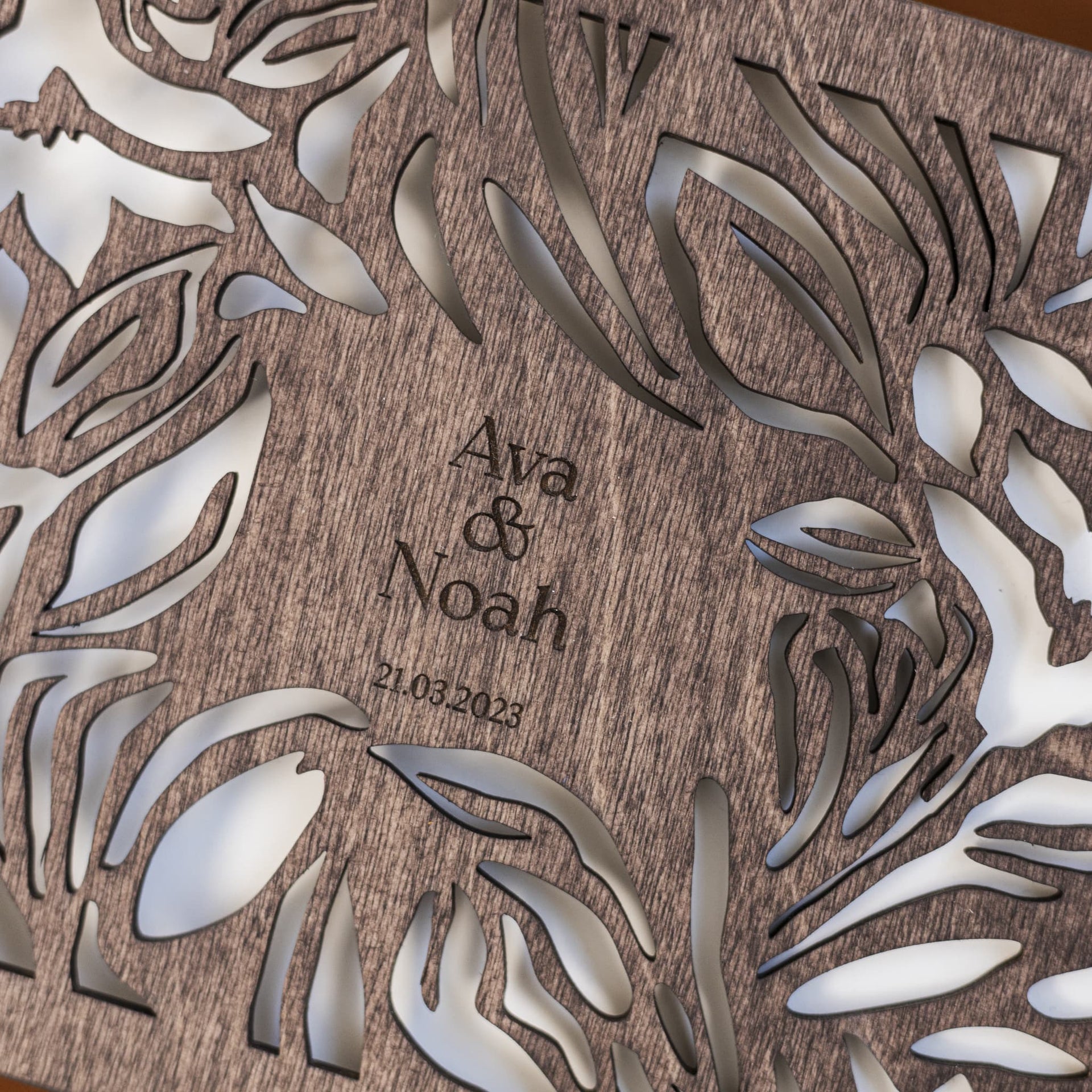 Wildflower Wooden Photo Album – Rustic Bohemian Keepsake Book