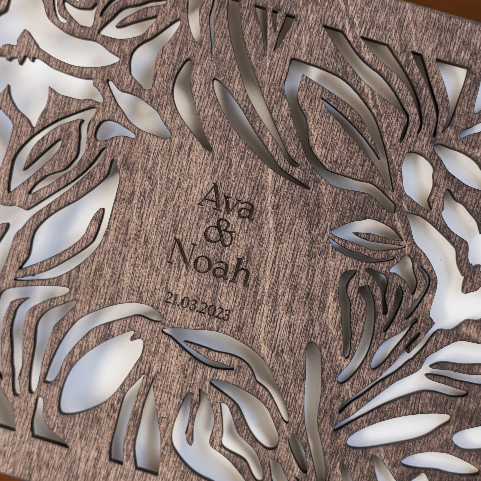 Wildflower Wooden Photo Album – Rustic Bohemian Keepsake Book