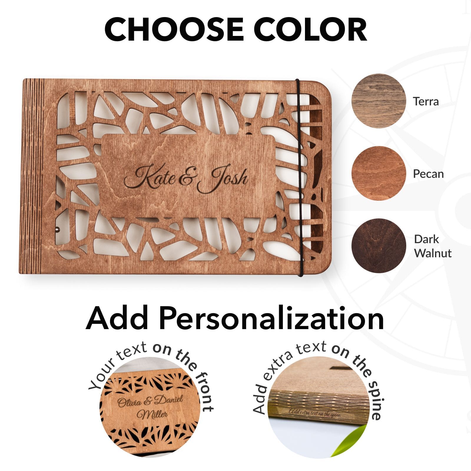 Personalized Wooden Photo Album – Rustic Bohemian Keepsake Album