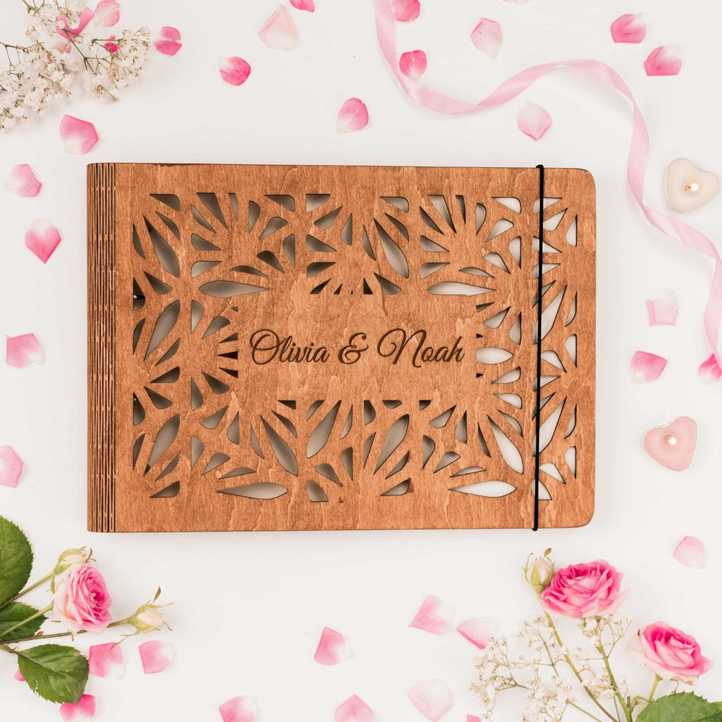 Personalized Wooden Photo Album – Rustic Bohemian Keepsake Album
