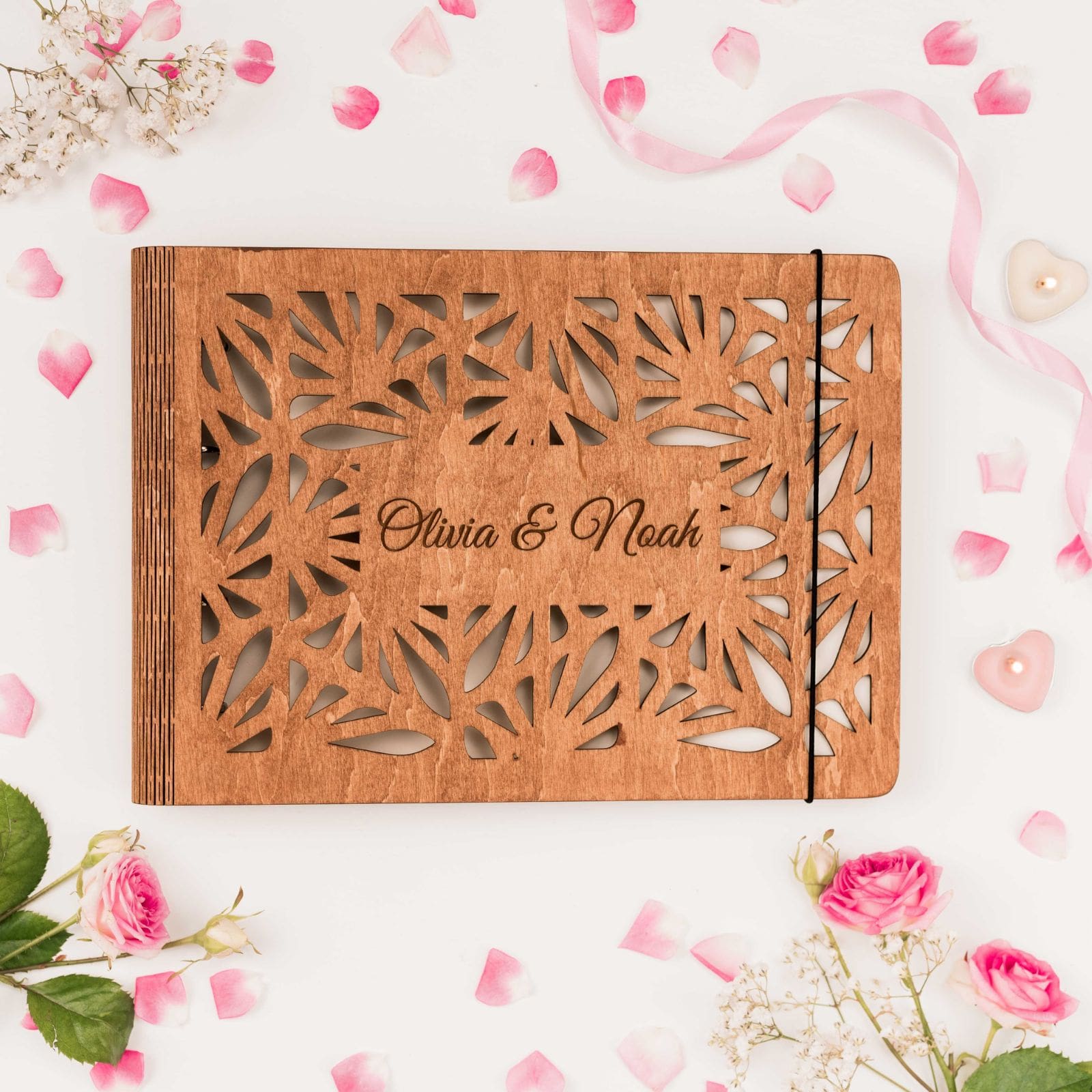 Personalized Wooden Photo Album – Rustic Bohemian Keepsake Album