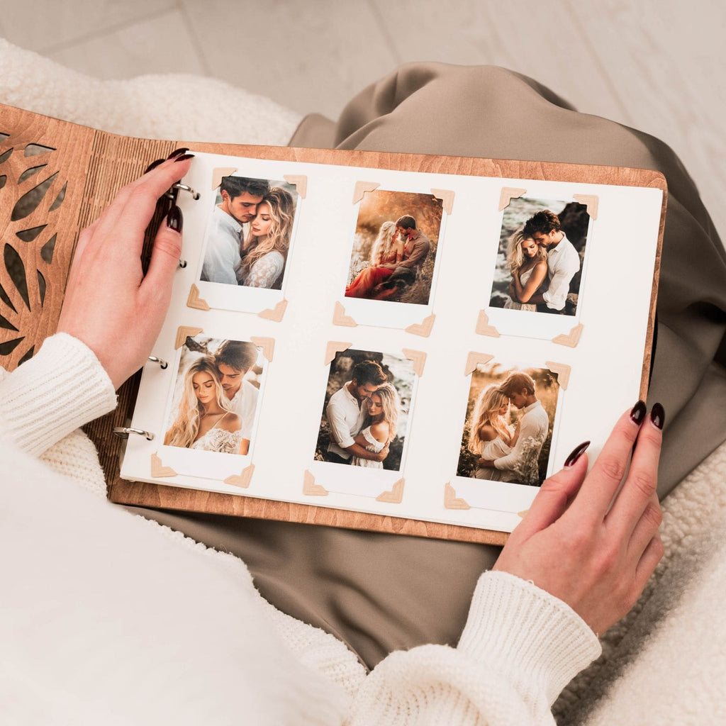 Personalized Wooden Photo Album – Rustic Bohemian Keepsake Album