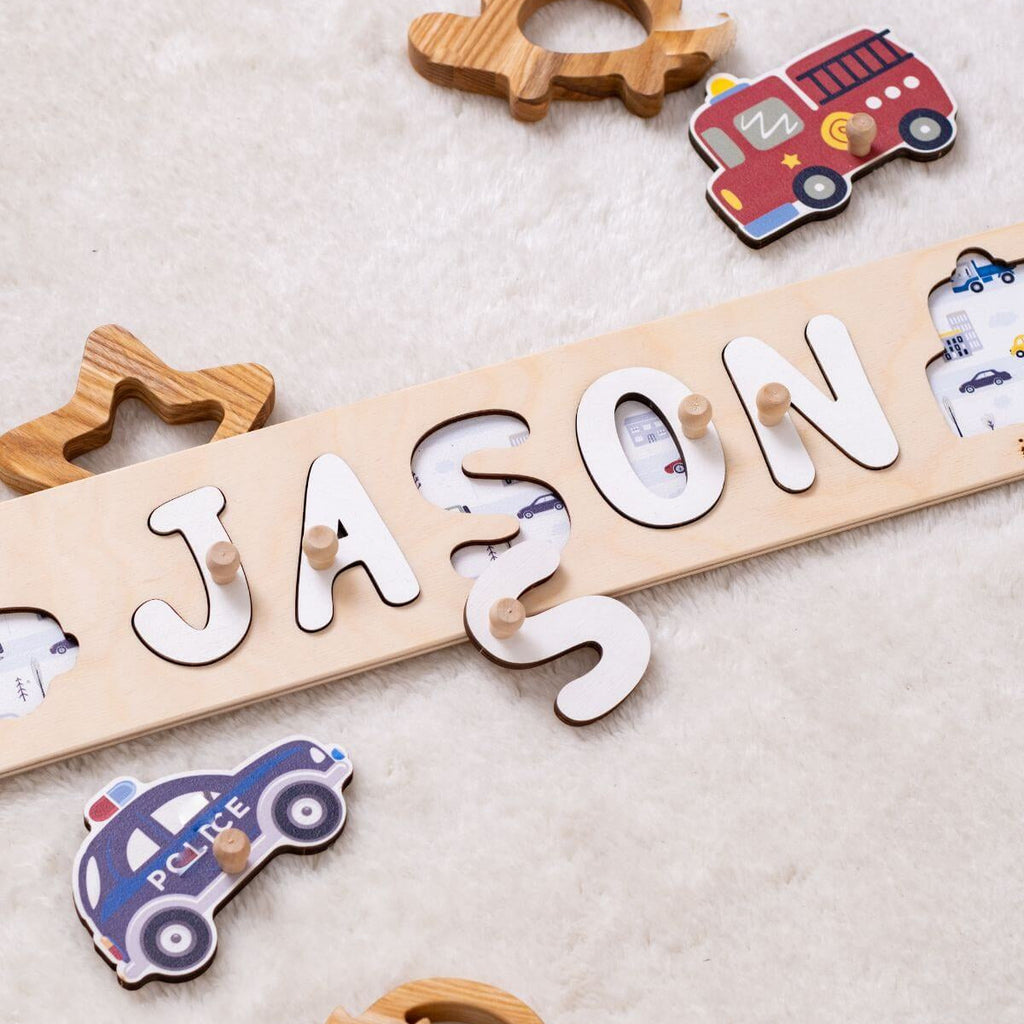 Custom Cars Name Puzzle - Educational Wooden Toy for Toddlers
